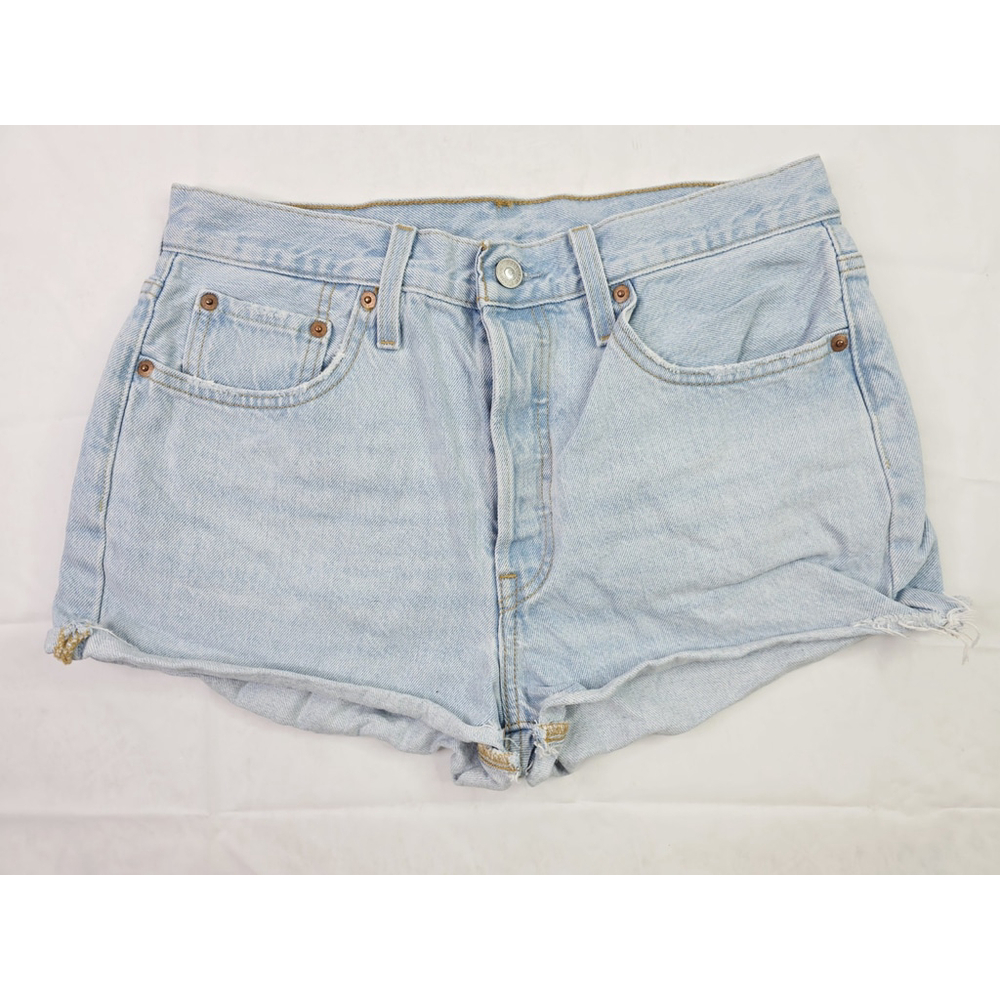 Levis 501 Original Light Wash High Rise Cut Off Denim Shorts Womens Size 29